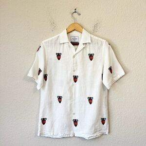 PORTUGUESE FLANNEL Linen Vase Embroidered Vacation Shirt in White